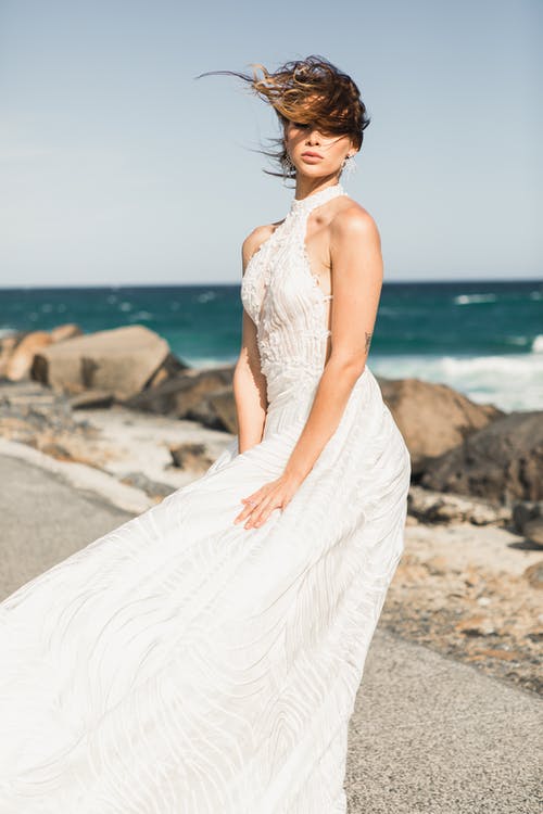 Halter neck beach wedding dress online